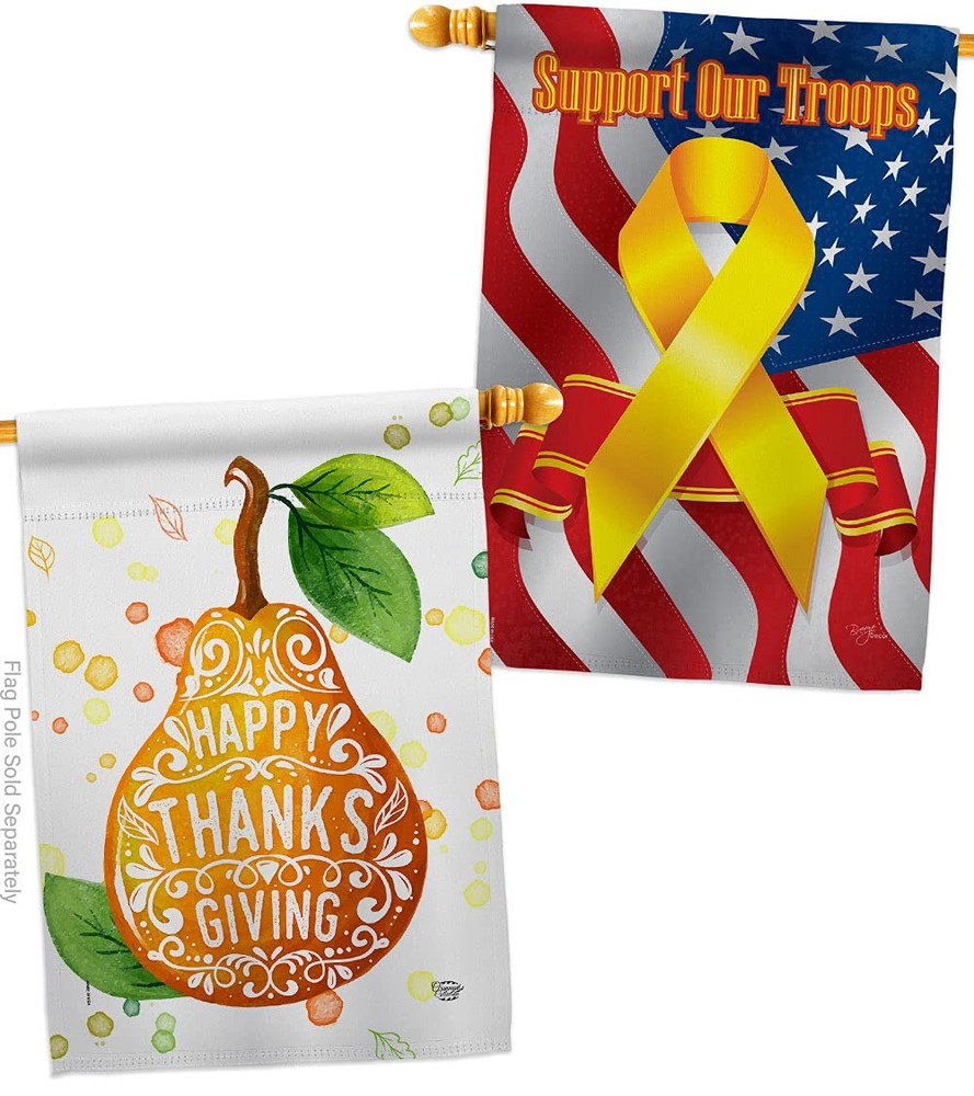 Happy Thanksgiving Turkey Gobble Fall House Flag - Pack
