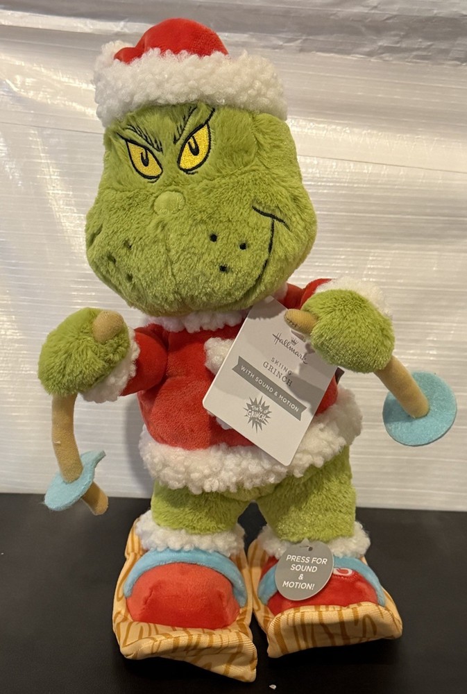 2025 Hallmark Dr. Seuss Grinch Stole Christmas 12.5 Skiing Plush Sound & Motion
