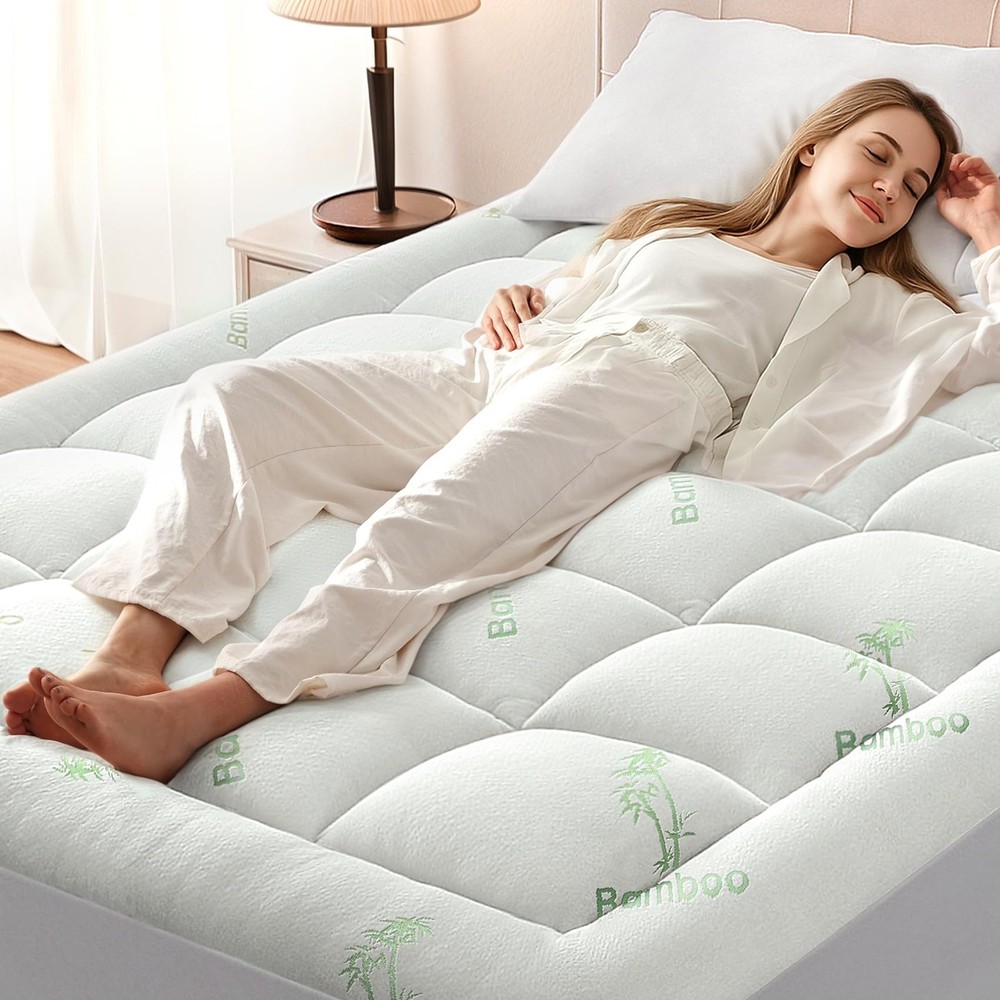 Memory Foam King Mattress Topper for Back Pain Relief with Bamboo Rayon Cover