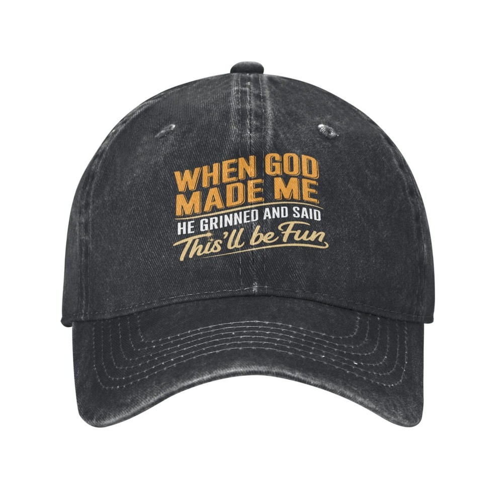 When God Made Me Print baseball cap Unisex adjustable Outdoor trucker hats