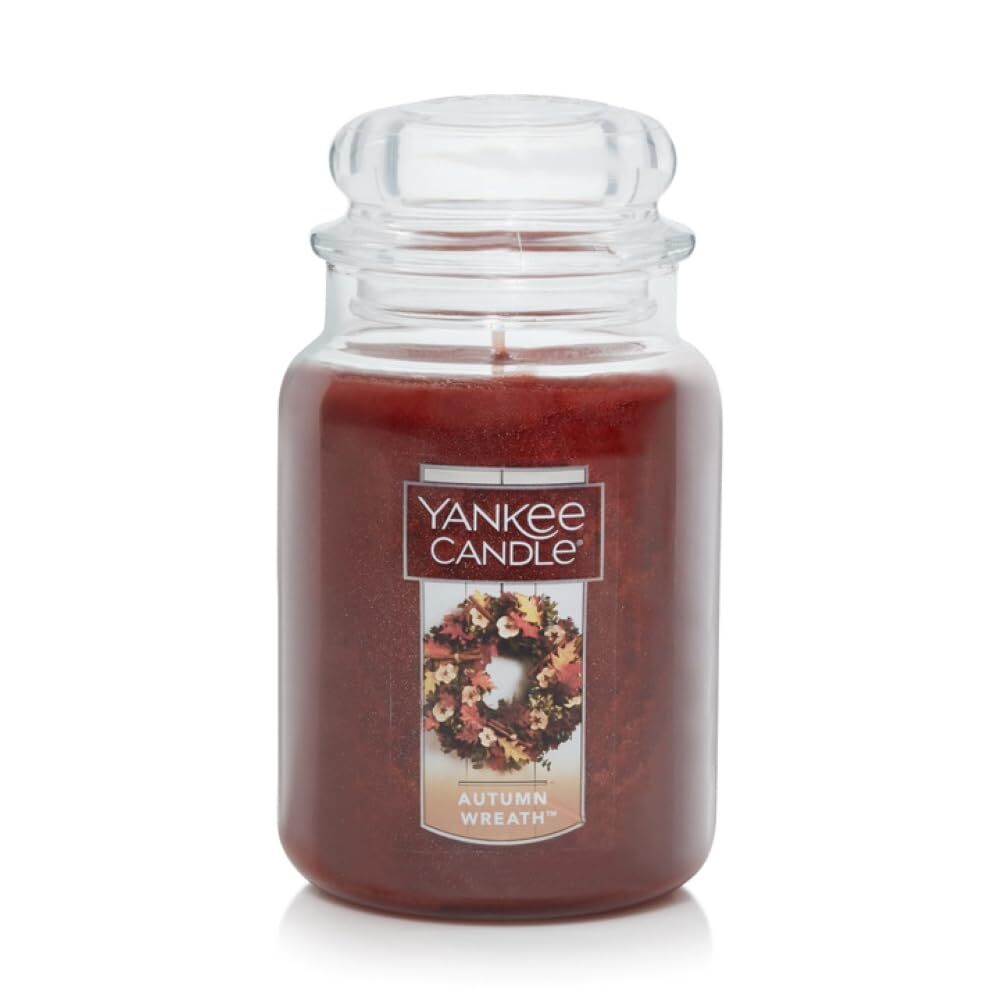 Yankee Candle Autumn Wreath Scented Aromatherapy Large Jar Single Wick 22oz Classic Fall Fragrance