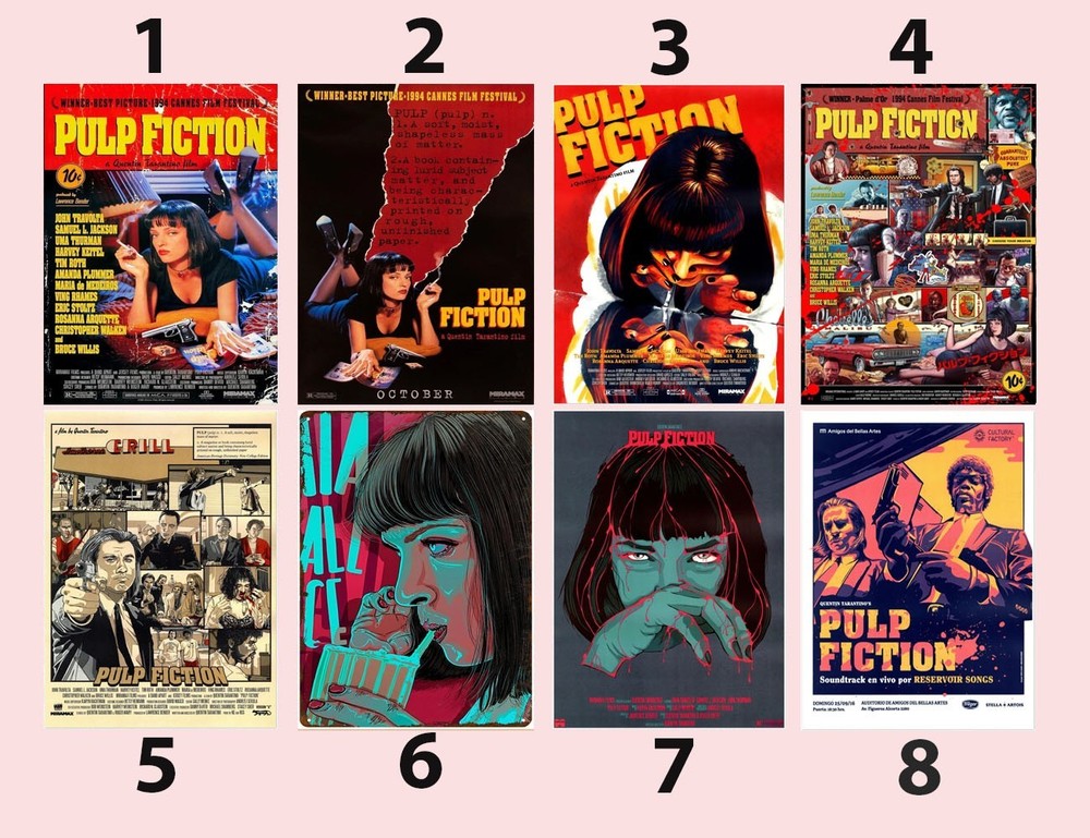 Pulp Fiction Quentin Tarantino Vintage Movie Art Poster Collection