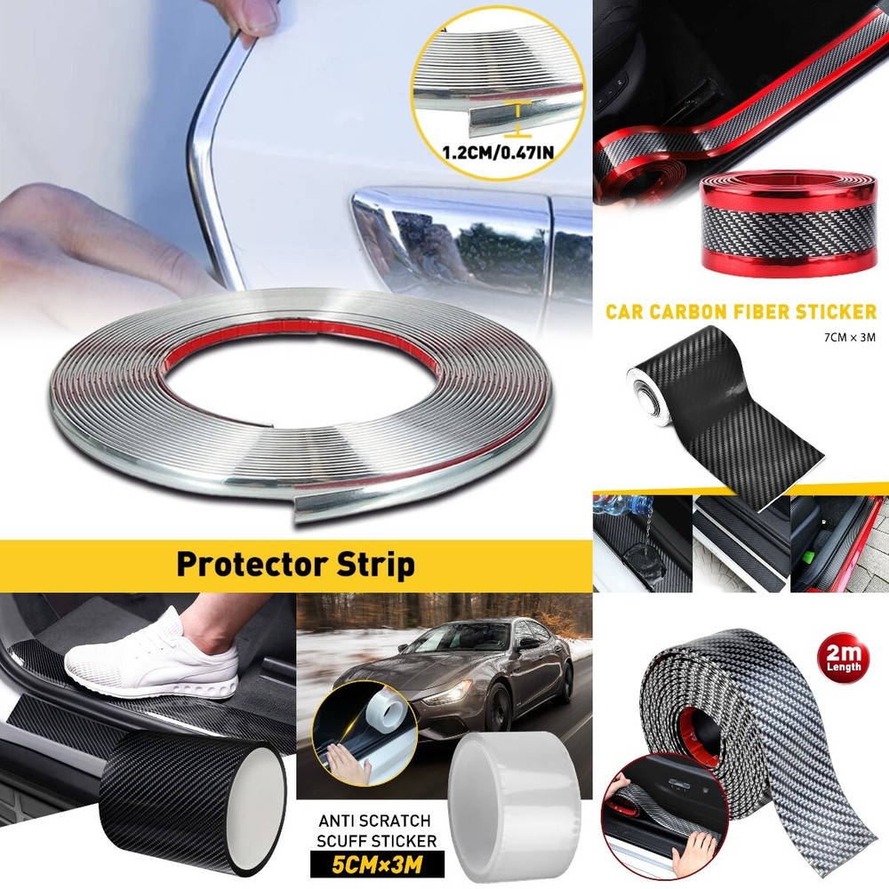 Carbon Car Strip Sticker Fiber Protector Sill Anti Door Scratch Tape 10cm*3M 5D
