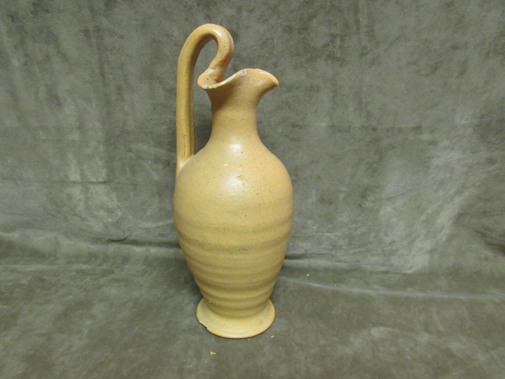 1940's North State Pottery N. Carolina Hand Made Ewer Vase Tan Color Glaze AS IS