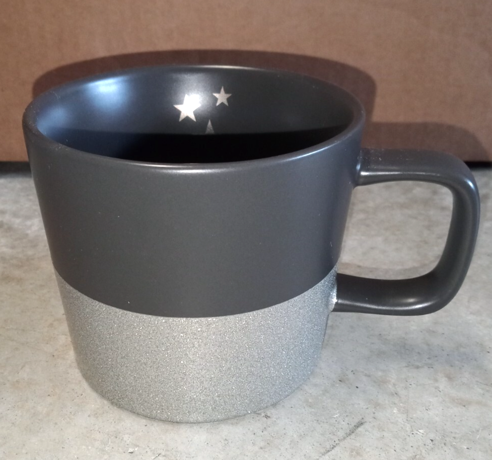 2018 Starbucks Silver and Black Ceramic Coffee Mug
