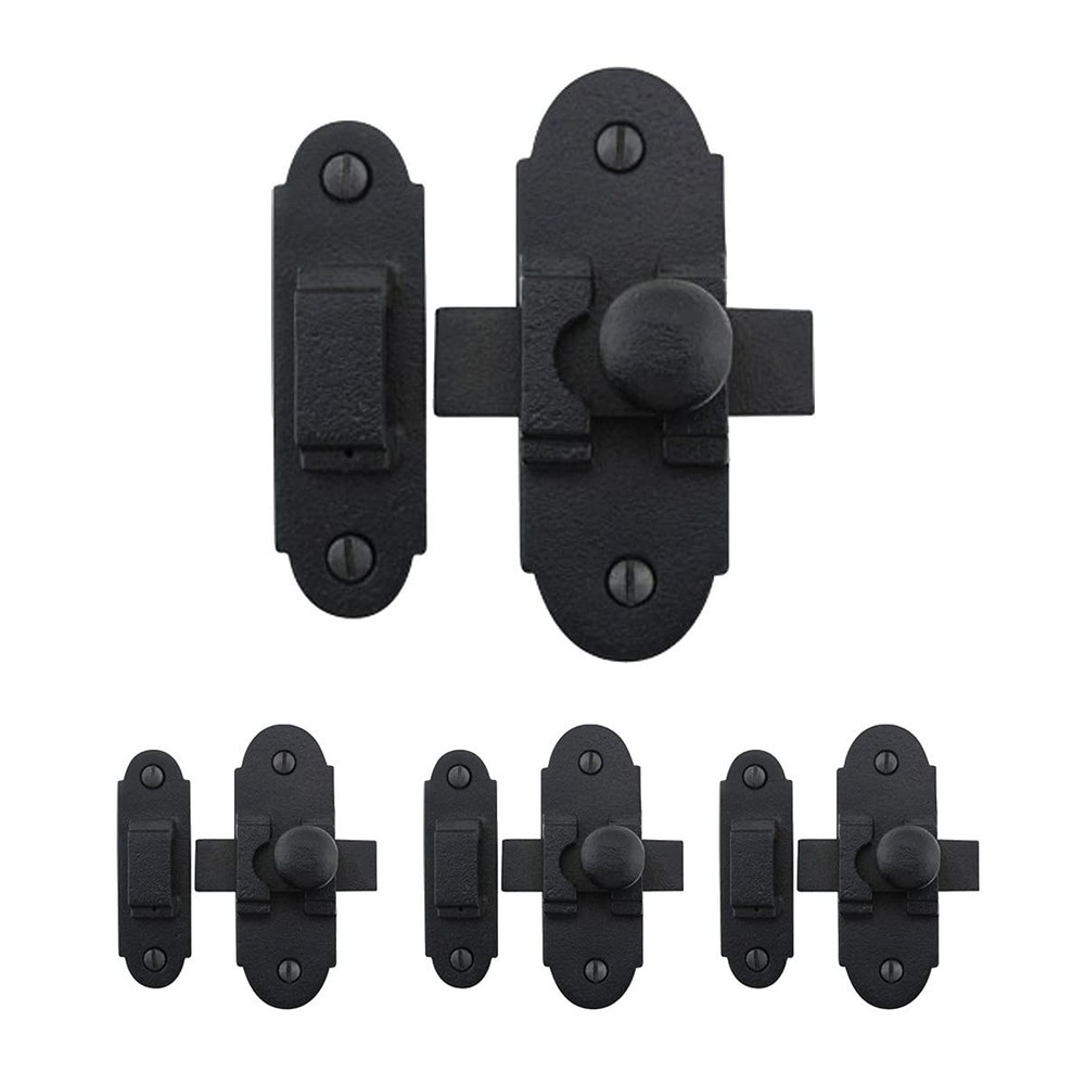 Slide Bolt Latch 2 in. Black Wrought Iron Slide Bolt with Mounting Hardware P...