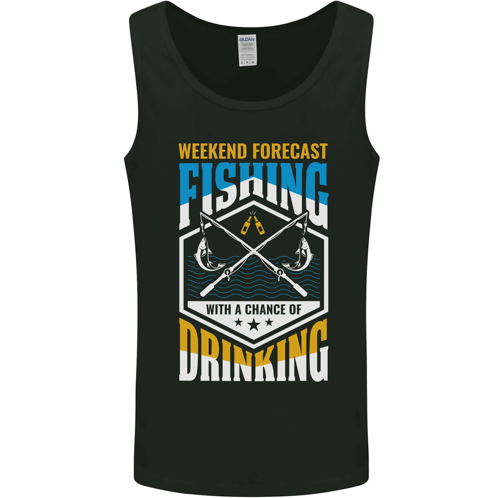 Weekend Fishing Funny Alcohol Beer Mens Vest Tank Top