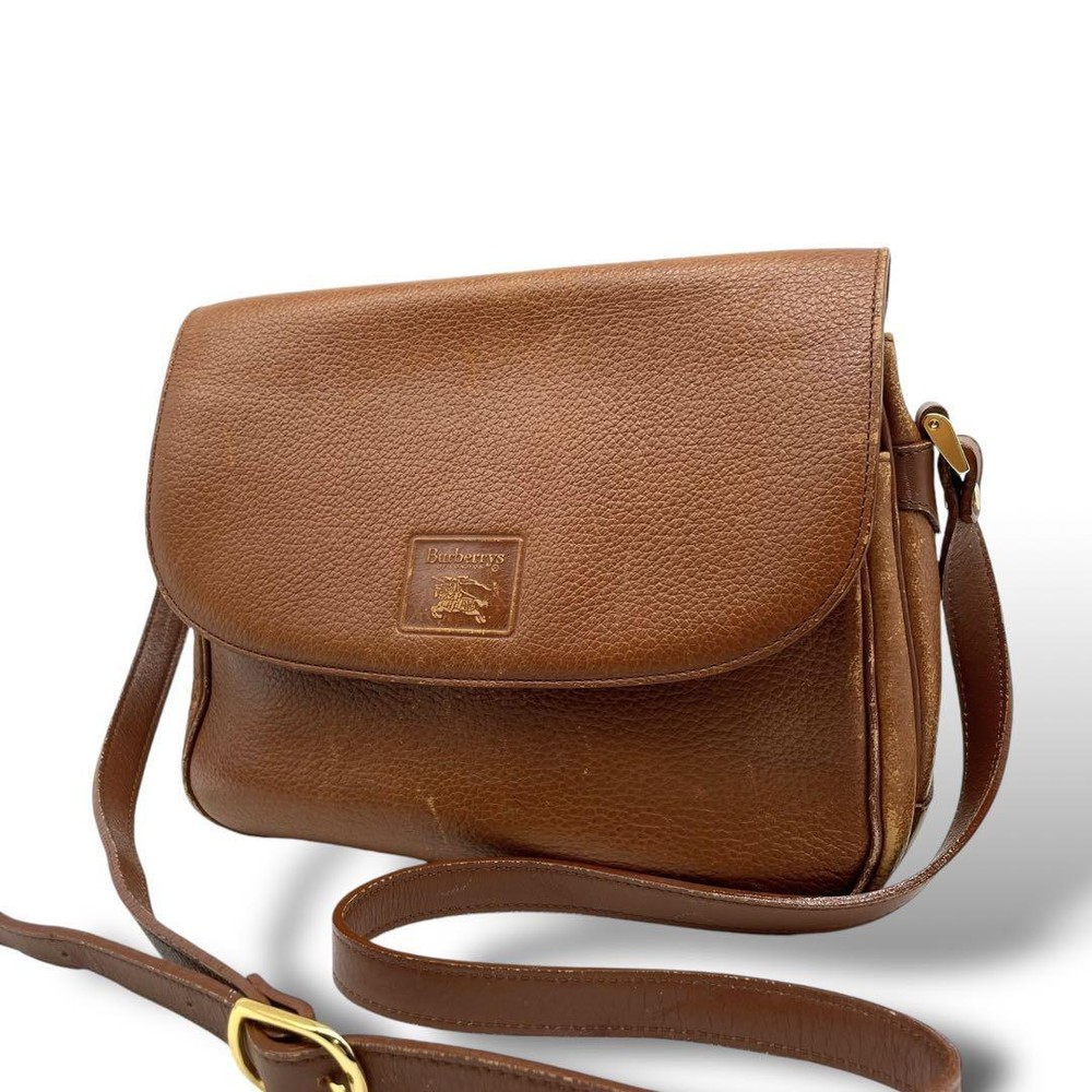 Burberry Shoulder Bag Nova Check Leather Brown Authentic F10171225