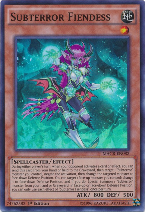 Subterror Fiendess - MACR-EN082 - Super Rare - 1st Edition - Moderately Played