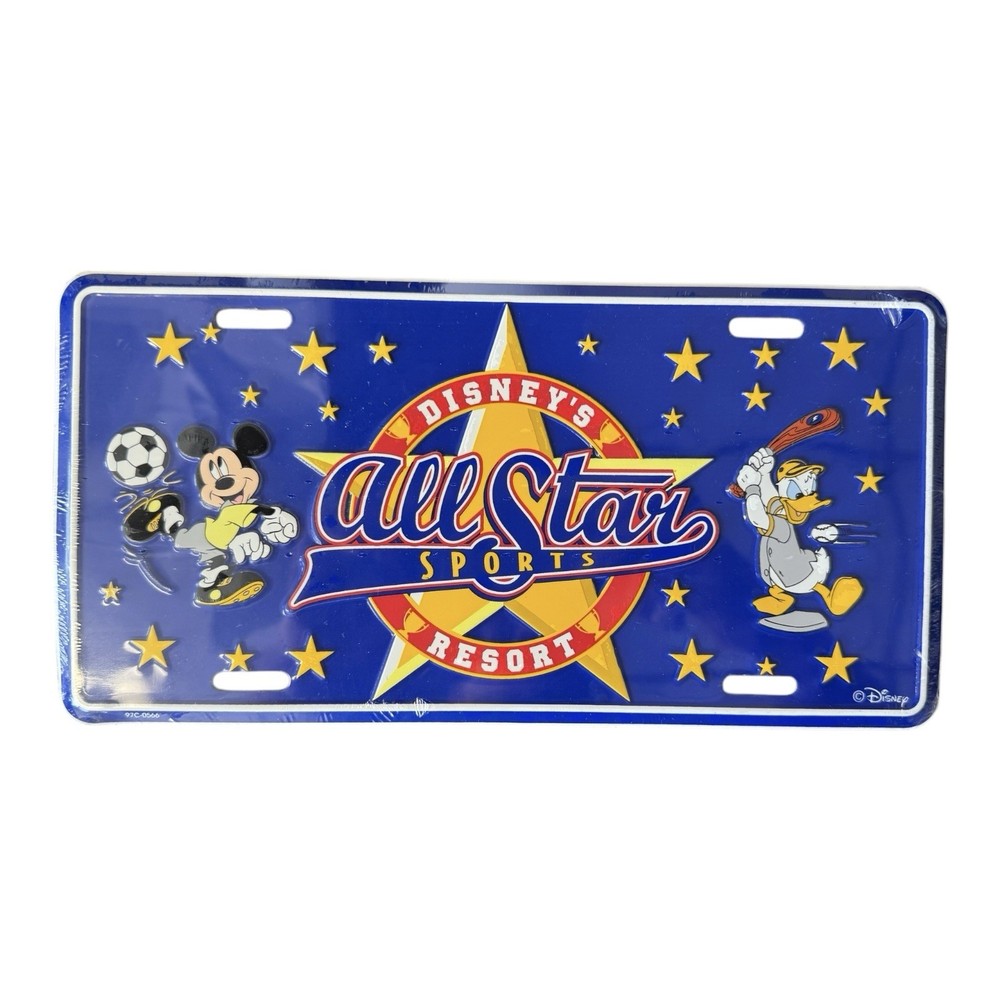 1998 Disney World All Star Sports Resort Mickey Soccer Donald Football License Plate