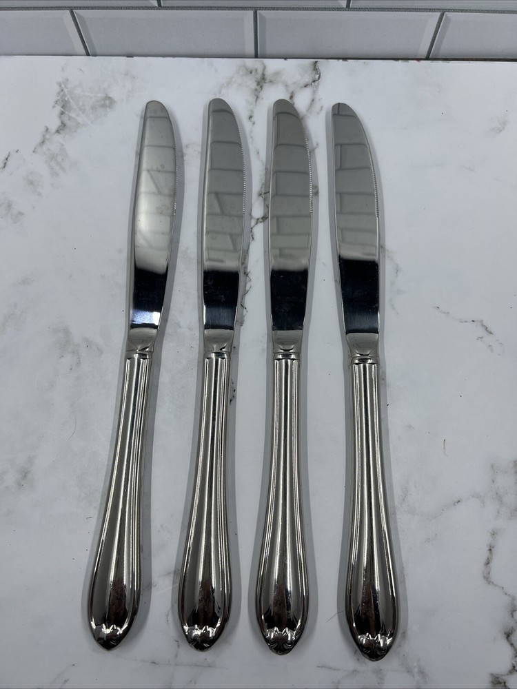 4 Dinner Knives Hollow Lenox BUTTERFLY MEADOW Glossy Stainless 9 3/4