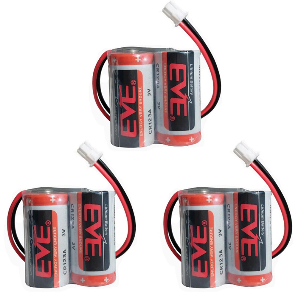 3X CR123A Pack 3.0V 1500mAh Non-rechargeable Li-ion Battery with White Plug