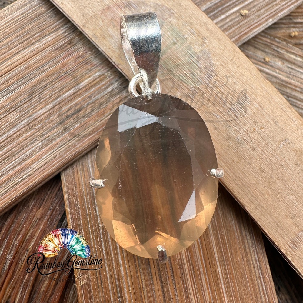 Natural Multi-Color Fluorite 24.60 Ct Loose Gemstone 925 Silver Pendant.