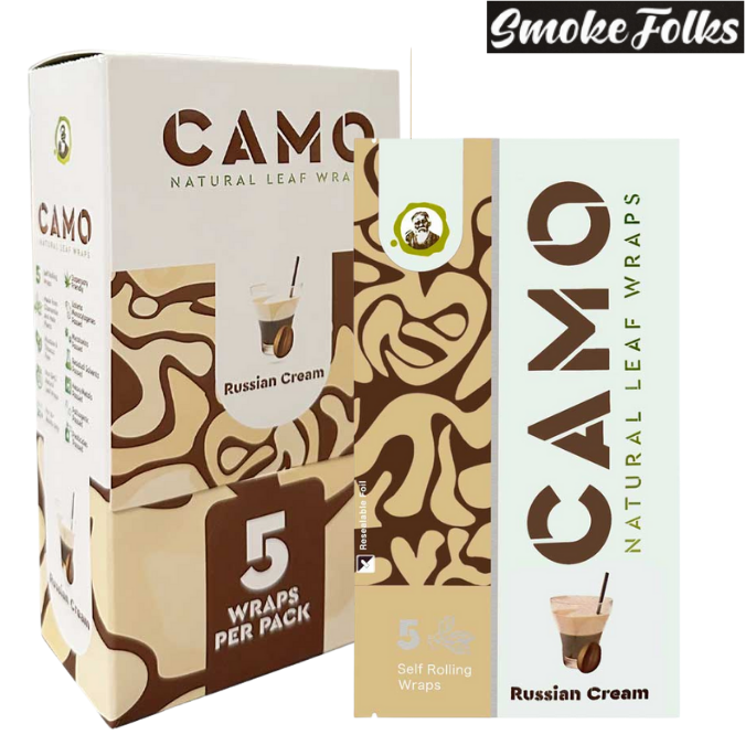 Camo Self-Rolling 125mm Russian Cream Natural Leaf Wraps Full Box