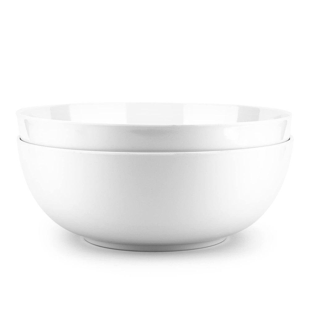 11-inch Melamine Serving Bowls - Larger Salad Bowls Mixing Bowls, Set of 2 White