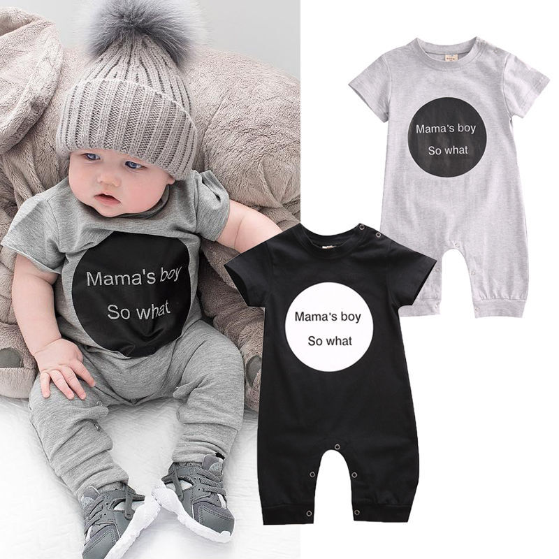 Newborn Infant Baby Boys Clothes Romper Short Sleeve Set Letter Summer Outfits