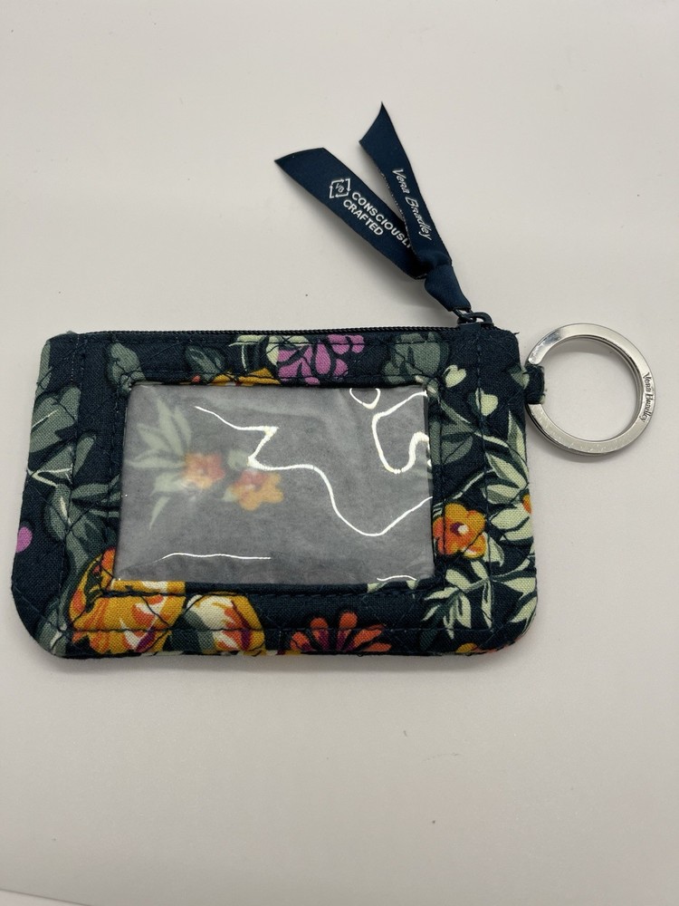 Vera Bradley Keychain Wallet Zip ID Case Fresh Cut Floral Green NEW