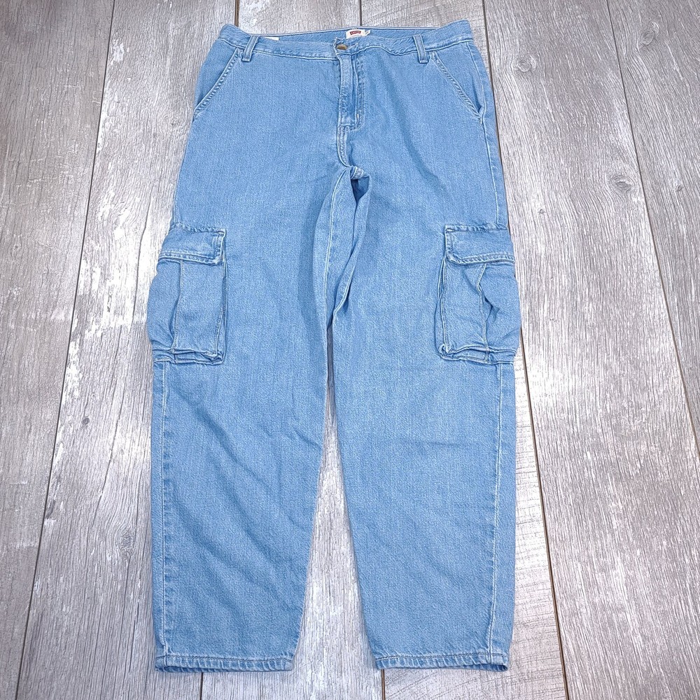 Levis Womens Loose Cargo Jeans Size 30 Blue Denim Relaxed Mid Rise Pants