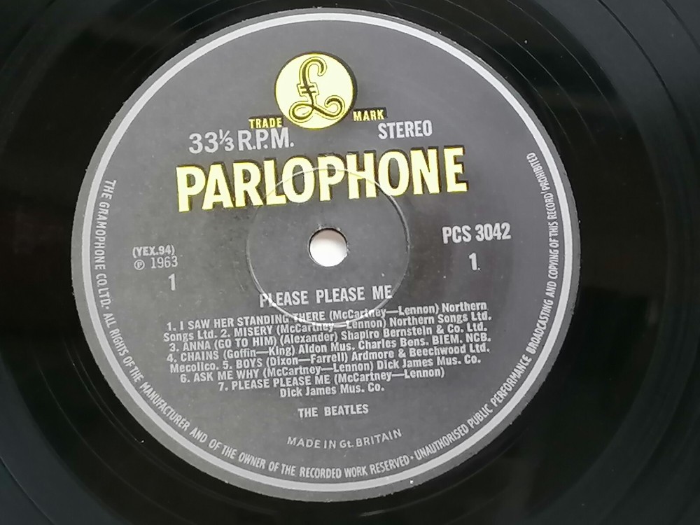THE BEATLES  1963  PLEASE PLEASE ME U.K. STEREO  LP  1969 PRESSING  G &  L SL