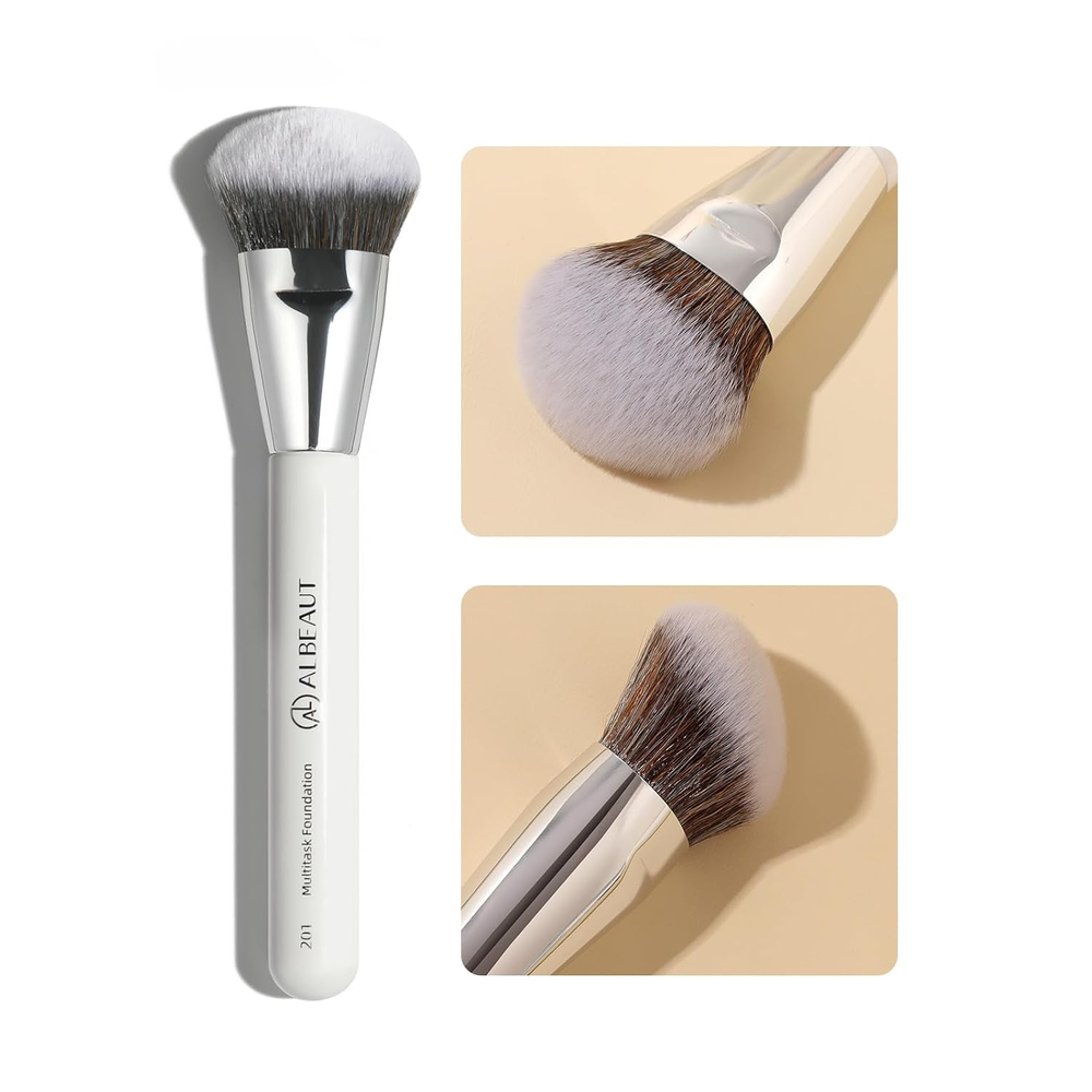 201 Angled Foundation Brush - Pro Liquid Makeup Applicator for Flawless Finish