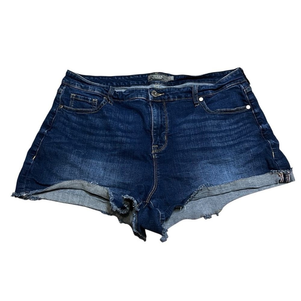 Torrid Womens Stretch Denim Blue Cutoff Shorts Size 16 Plus Size