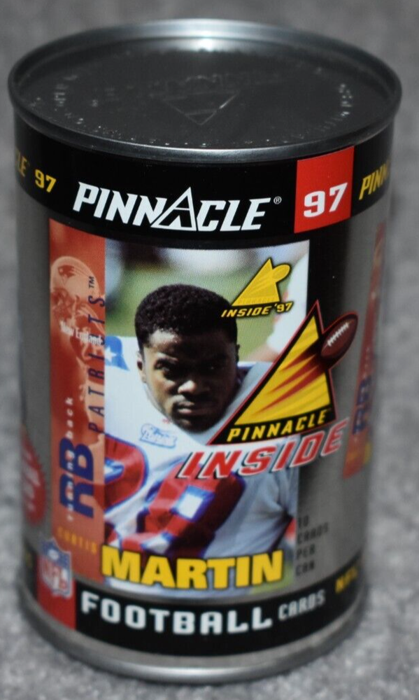 1997 PINNACLE INSIDE NEW ENGLAND PATRIOTS CURTIS MARTIN NFL CARDS IN A CAN