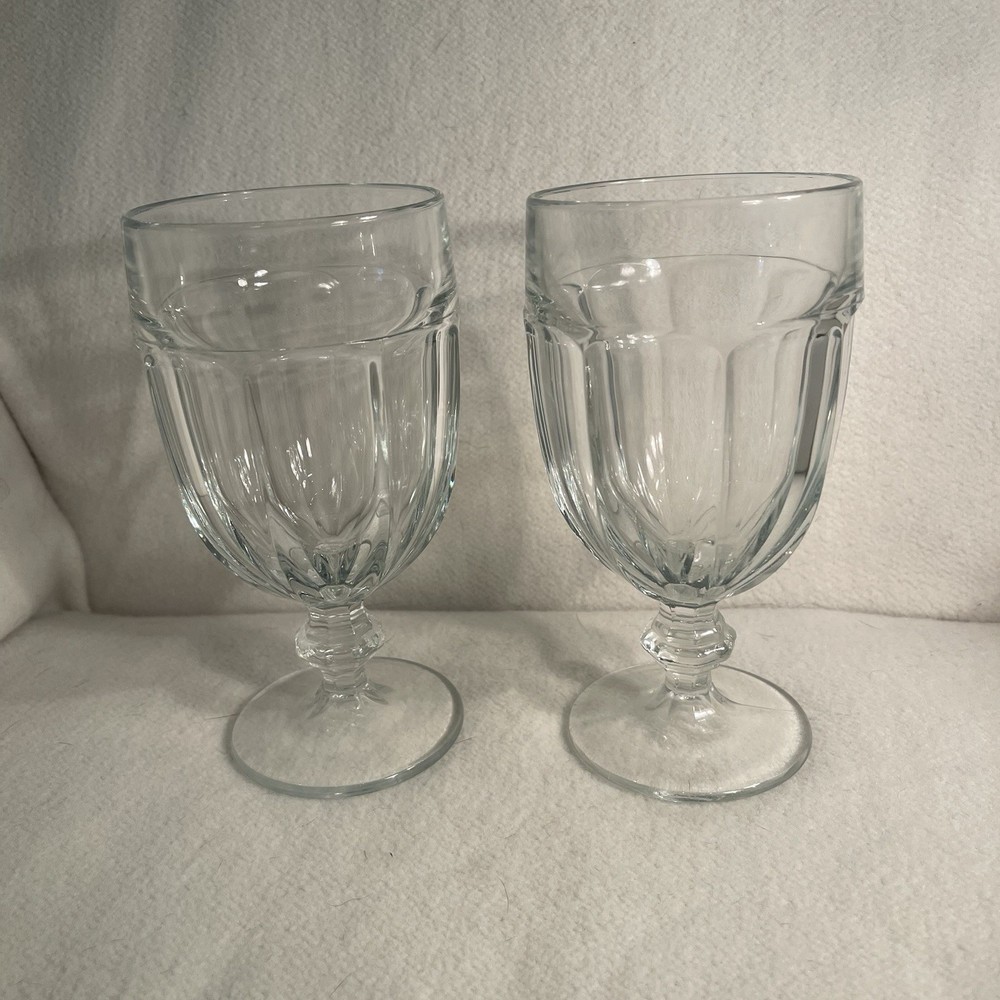 Vintage LIBBEY 6.75” Goblets GIBRALTAR CLEAR  - Water Wine Iced Tea - Pair Of 2