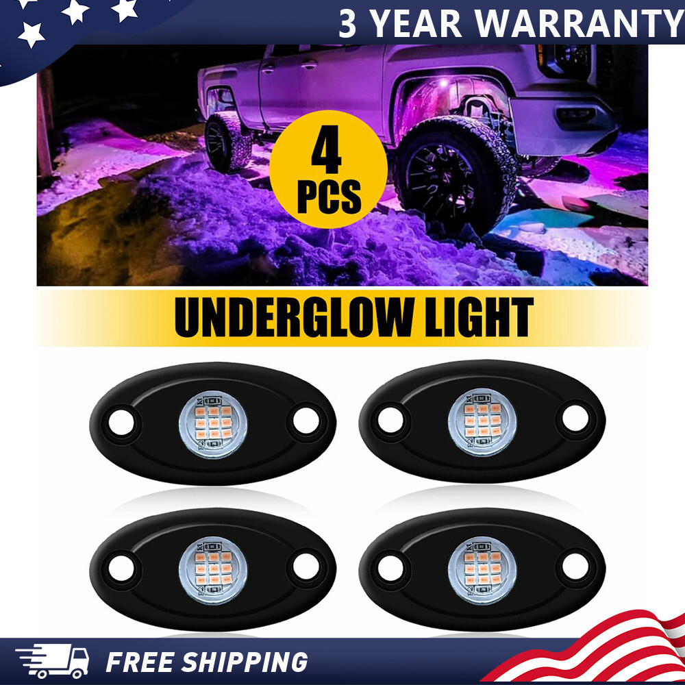 4pc LED Underbody Underglow Light Kit for Cars Trucks in Purple