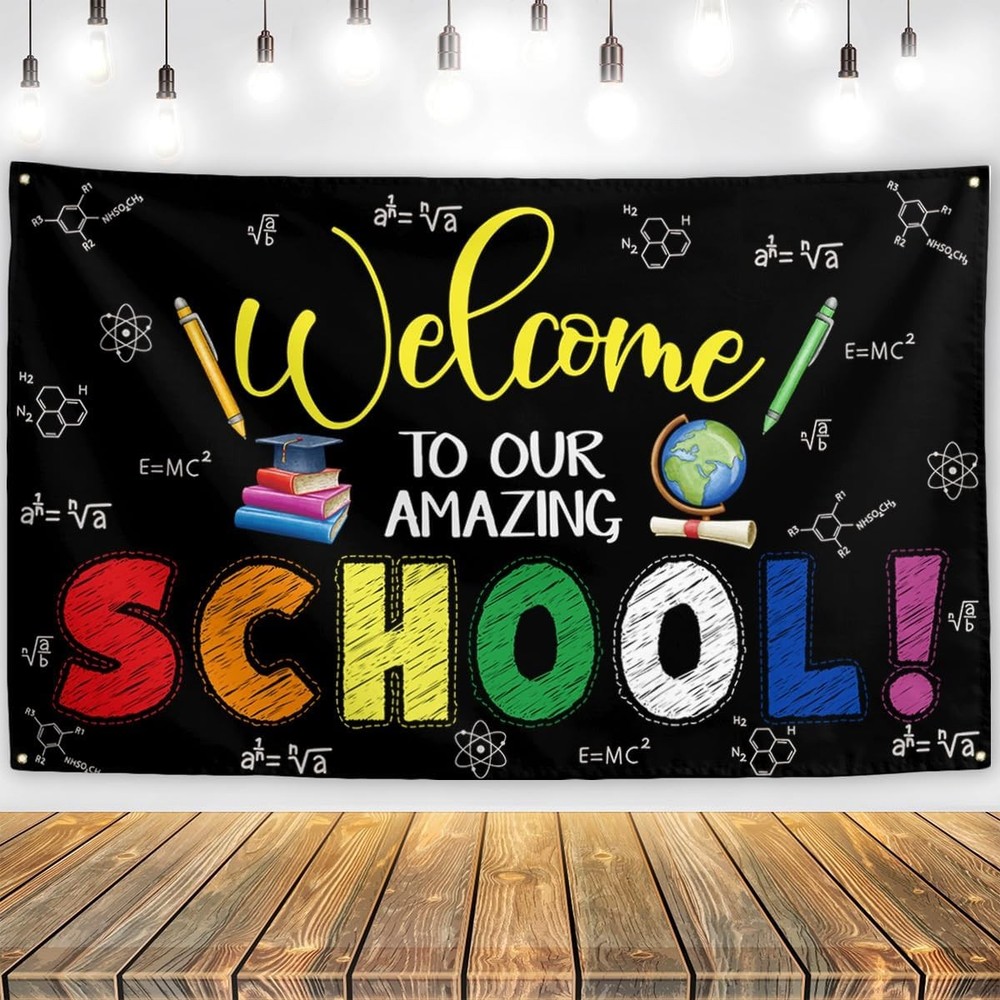 Back to School Decorations - First Day of School Backdrop & Welcome Banner-image