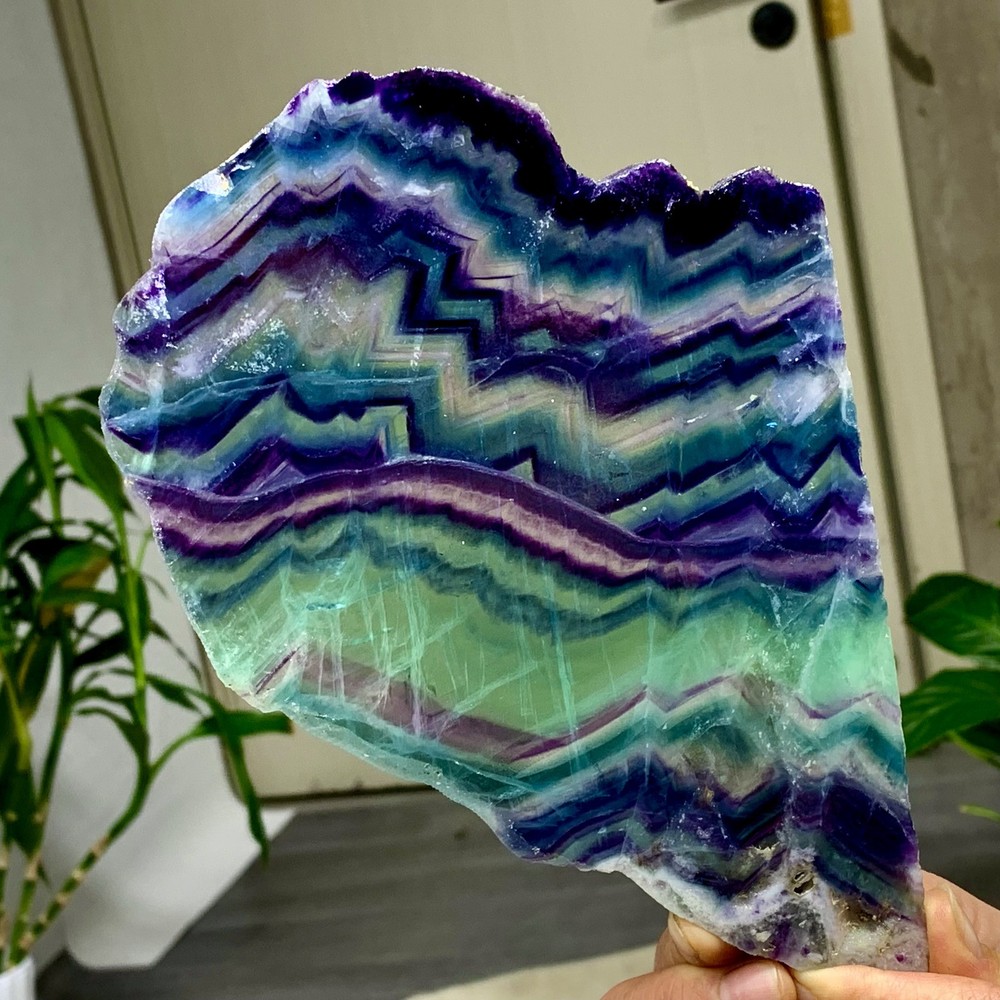 552G Natural colored fluorite quartz crystal slab spiritual energy repair