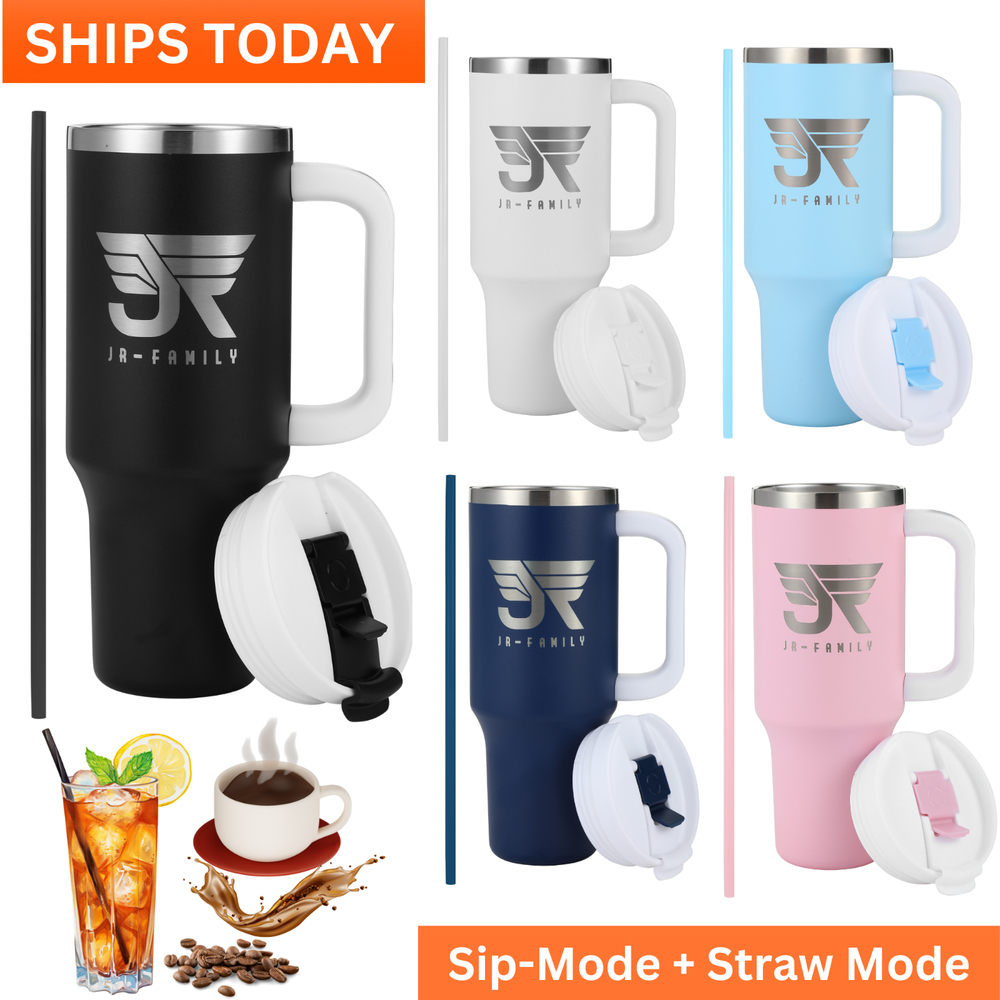 40oz 2-in-1 Leak-Proof Tumbler Travel Mug in Black, Blue, Pink, White