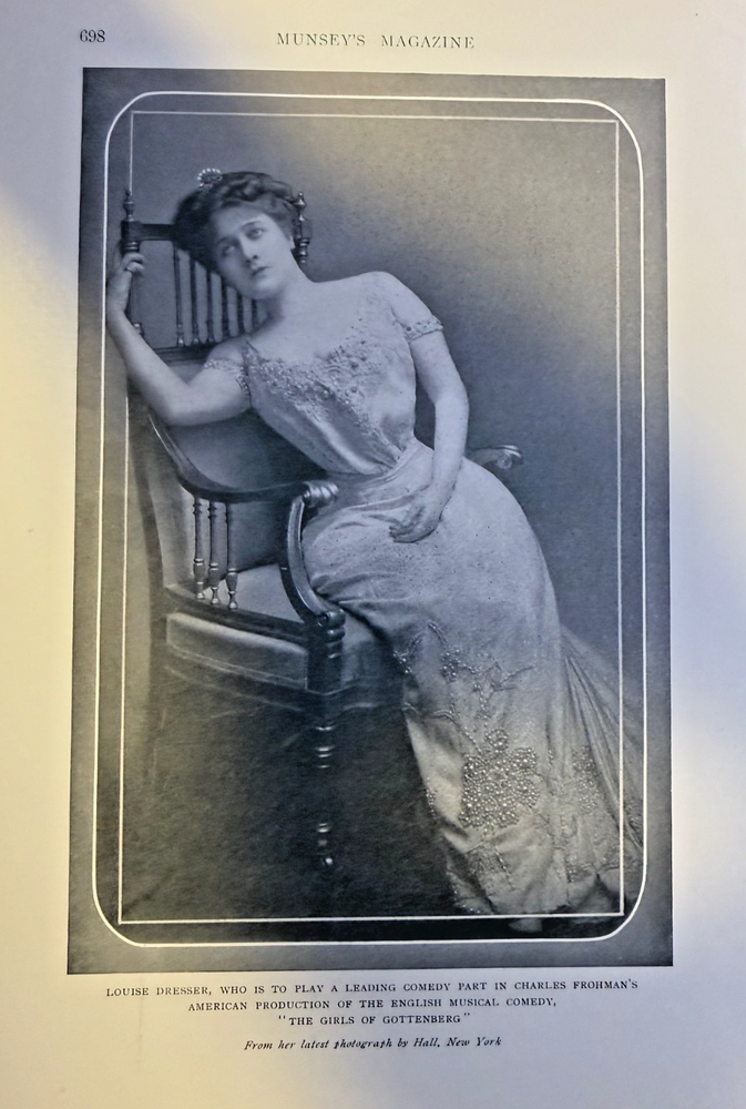 1908 Vintage Illustration Actress Louise Dresser in The Girls of Gottenberg