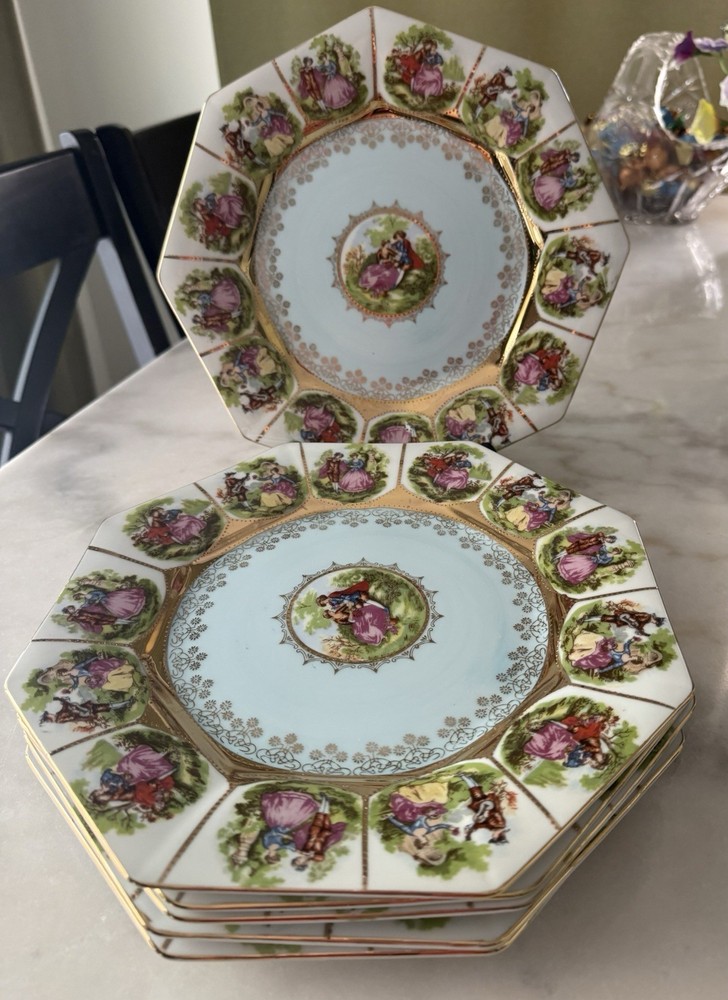 Beautiful Arnart Royal Vienna Gold Plate | Fragonard Love Story Courting Couple