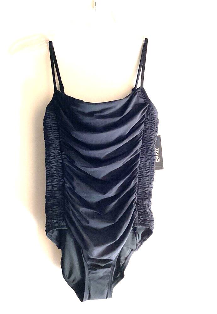 DKNY Black One-Piece Swimsuit Size 12 NWT Retail $116