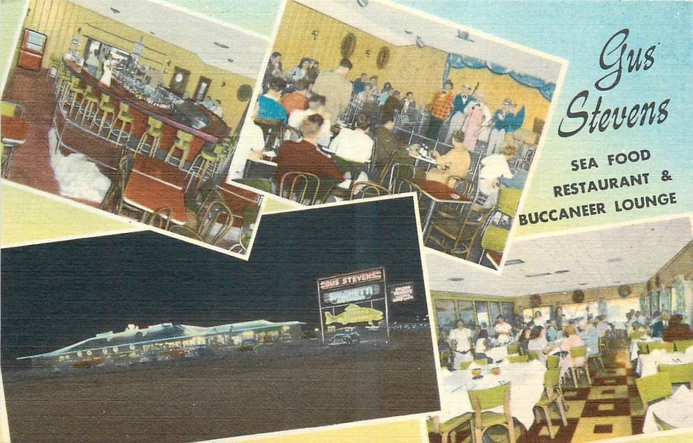 1940s Biloxi Mississippi Stevens Seafood Restaurant Interior Postcard 25-10723