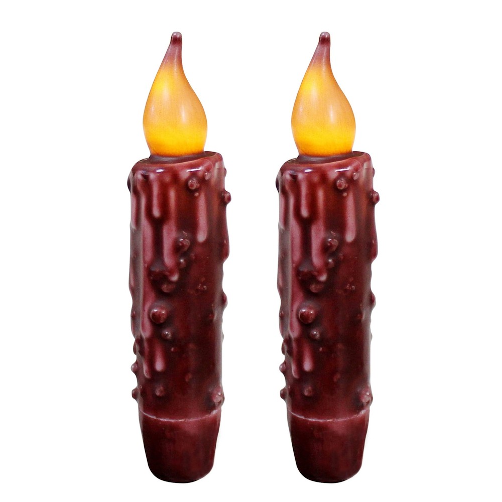 Battery Operated LED Taper Candles with Timer by CVHOMEDECO Real Wax Hand Dipped Flameless