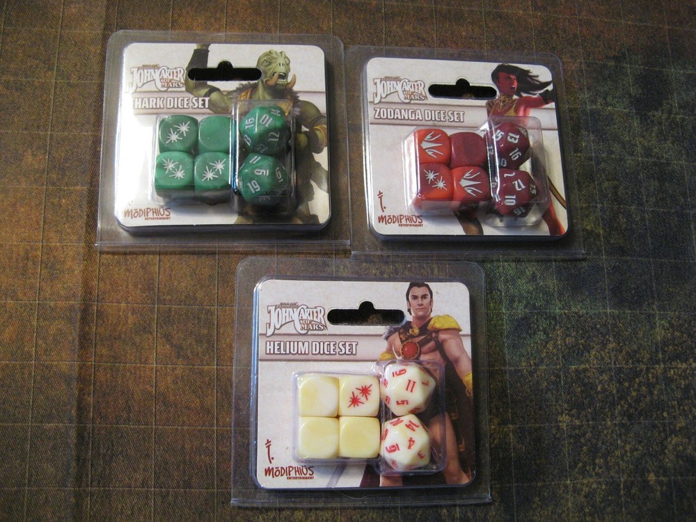 John Carter Dice Set lot Thark,Zodanga,Helium 2d20 rpg Modiphius D&D
