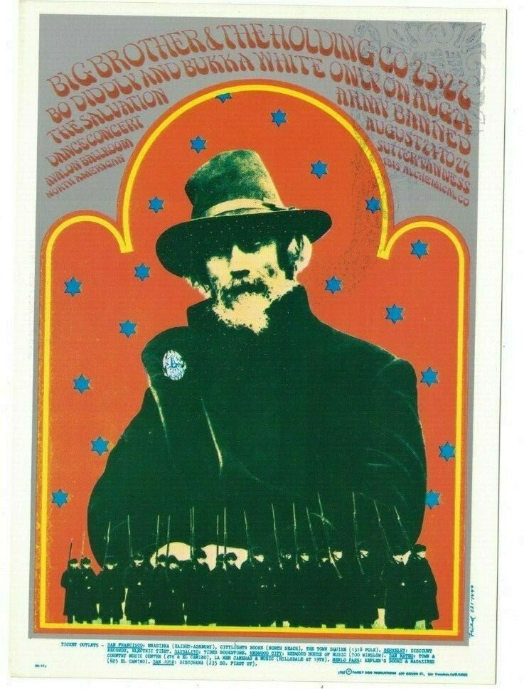 Big Brother Bo Diddly 1967 Avalon Ballroom Family Dog Postcard FD-77 NM B-8