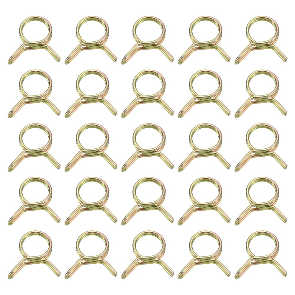 25Pcs Double Wire Spring Hose Clamps, 8mm Tube Clips, Color Zinc