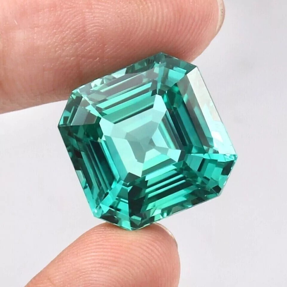 Stunning 6-7 Ct Natural Green Sapphire Asscher Cut Loose Certified Gem