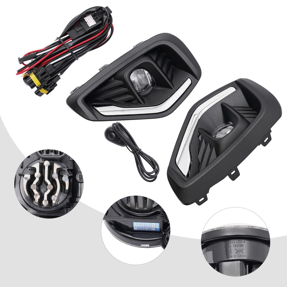 For 23 Ford Escape Front Bumper Fog Light w/Cover&Wire Harness LED Fog Light Kit