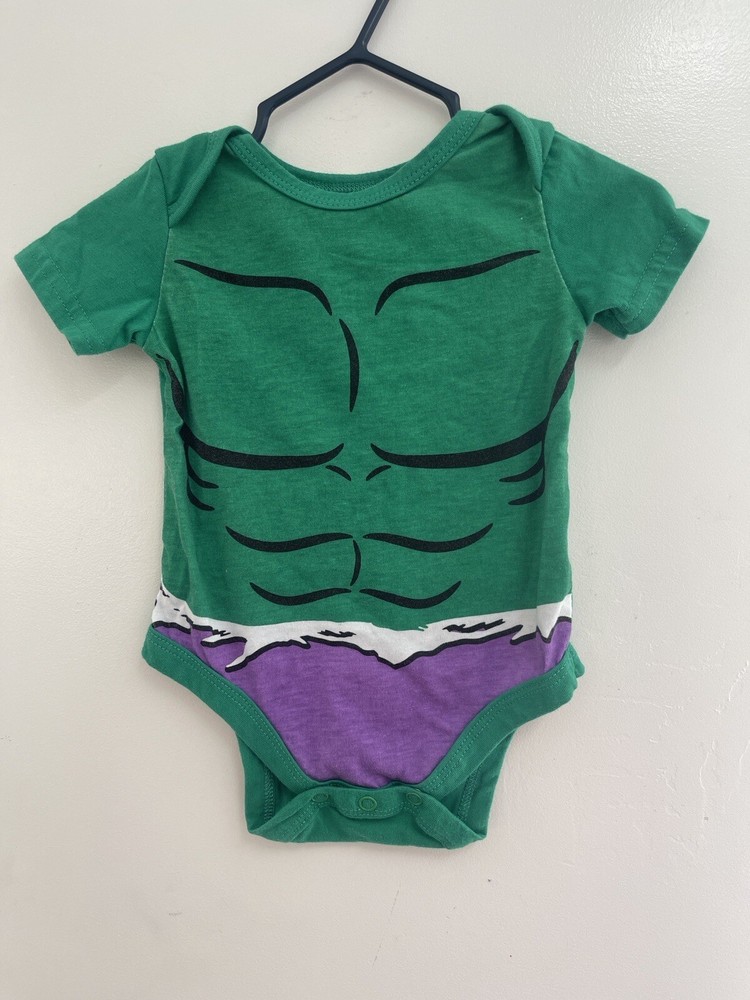 Marvel Baby Boys Superhero The Hulk Cotton Blend Short Sleeve Bodysuit Green 6 M