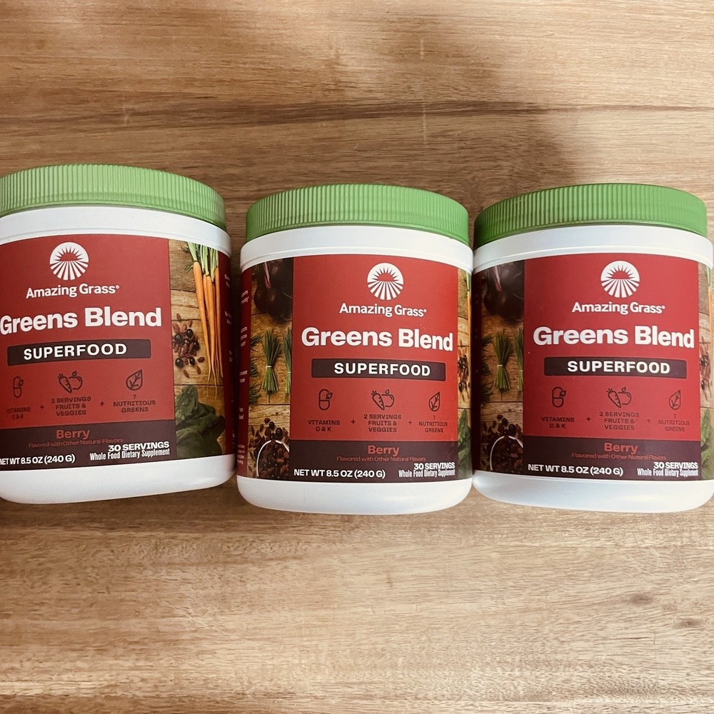 3PK Amazing Grass Greens Blend Superfood Berry 8.50oz New SEALED- Exp 05/2026