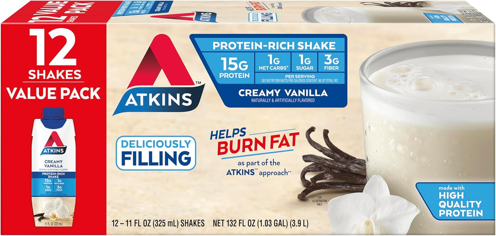 Creamy Vanilla Protein Shake, 15G Protein, Low Glycemic, 2G Net Carb, 1G Sugar,