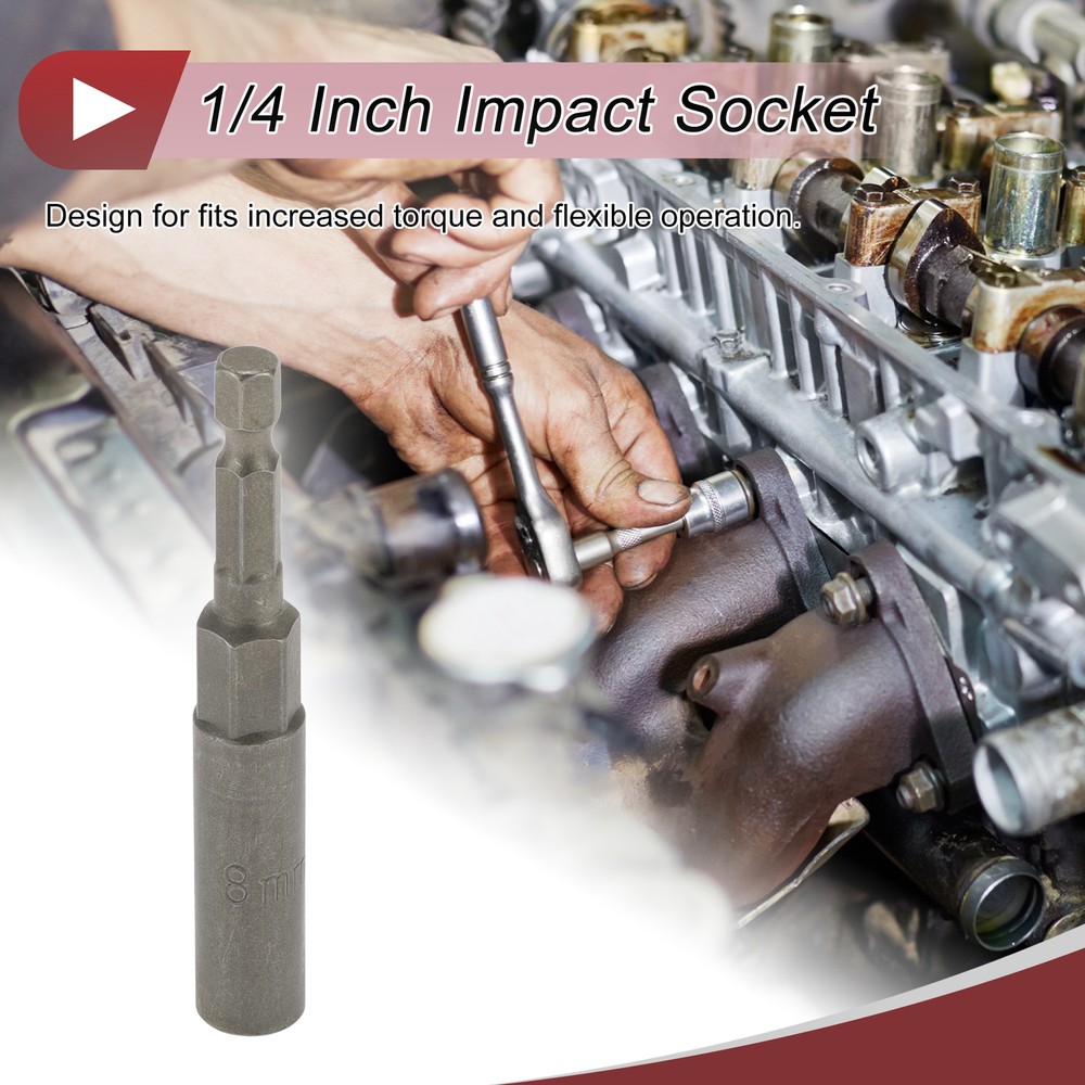 Universal Impact Socket 8mm 6 Point Chrome Vanadium Steel 1 Pcs 80mm Length