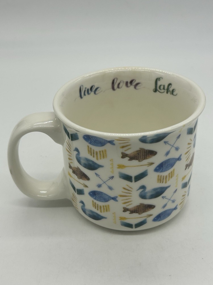 Pfaltzgraff Wild Apple Porcelain Coffee Mug with Ducks Fish Live Love Lake Design  