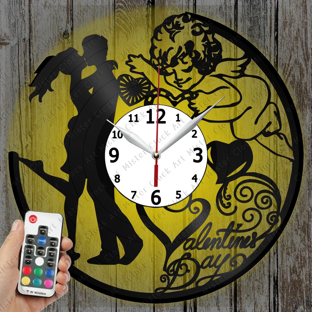 Valentines Day LED Record Clock Art Decor Unique Gift 6837