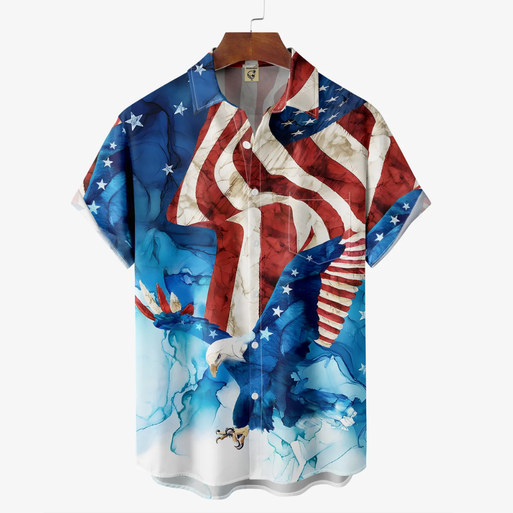 Independence Day 4th US Flag Eagle Hawaiian Shirt