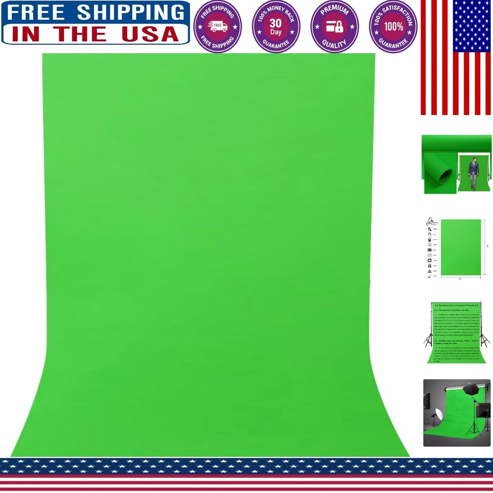 5x7ft Green Screen Non-Woven Backdrop - Perfect for Professional Photography