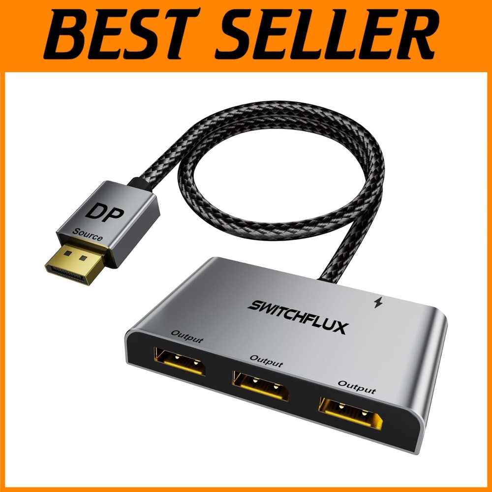 Durable 4K DisplayPort Splitter for Multi-Monitor Setup - Gold-Plated Connectors